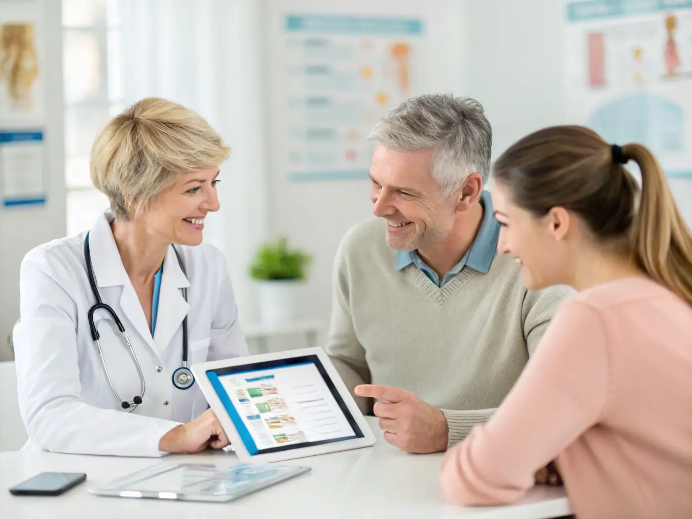 A doctor and patient discussing a personalized care plan in a bright, modern office at Prime Meridian Healthcare, emphasizing the individualized approach to healthcare.